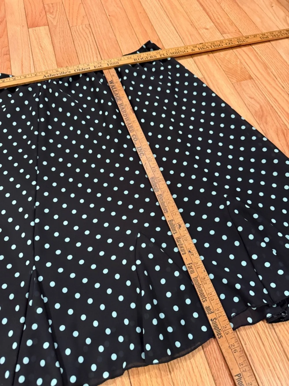 Black & Blue Polka Dot Ruffle Hem Skirt - Women Size 16